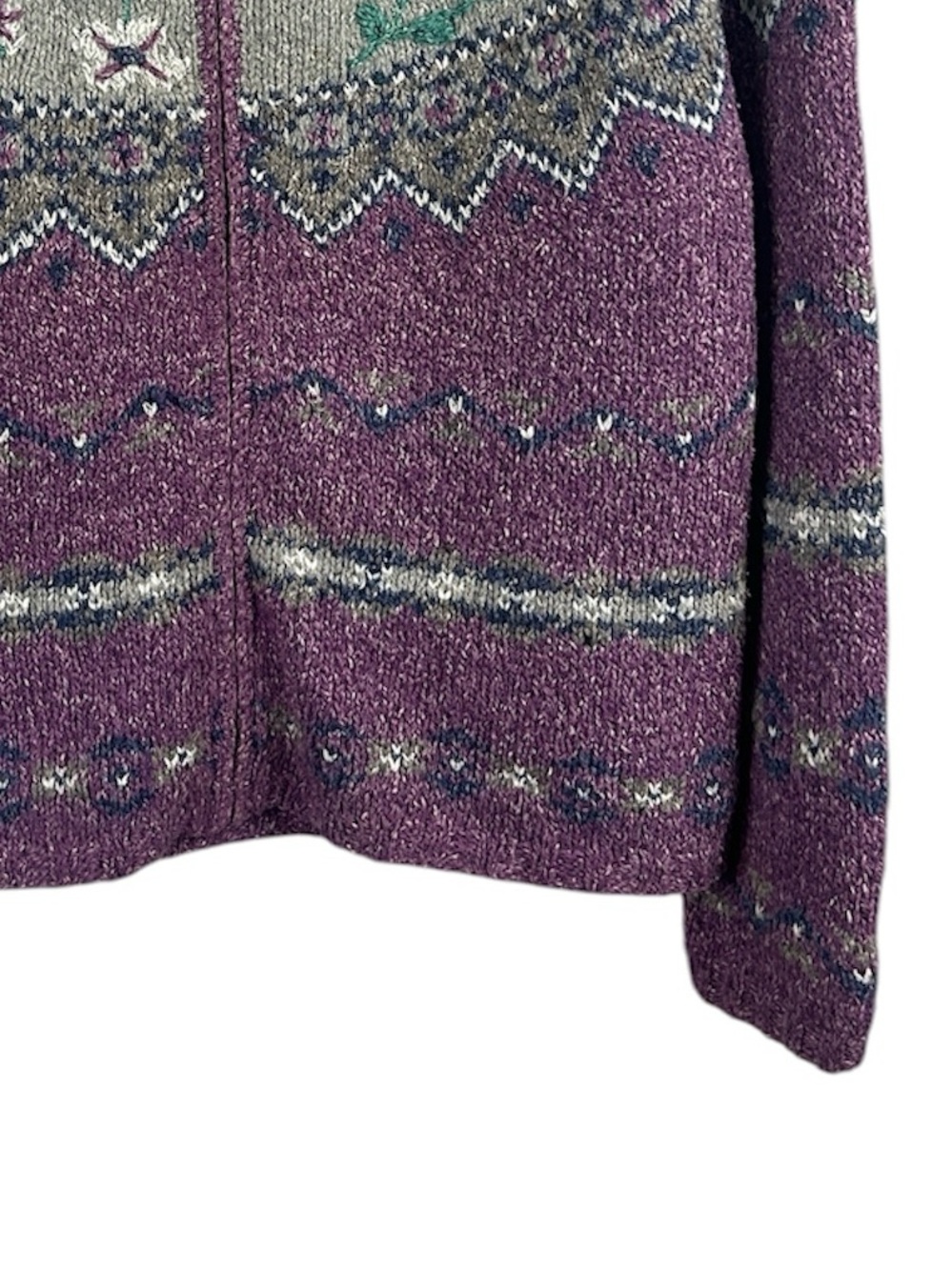 Northern Isles Vintage Purple Fair Isle Zip-Up Women's Sweater Size L - Picture 5 of 10